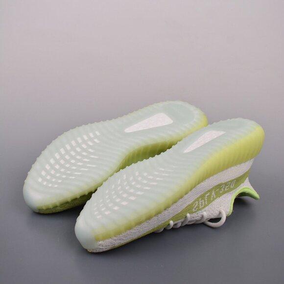 Yeezy 350 V2 White Fluorescent Green Sneakers - Picture 3 of 9